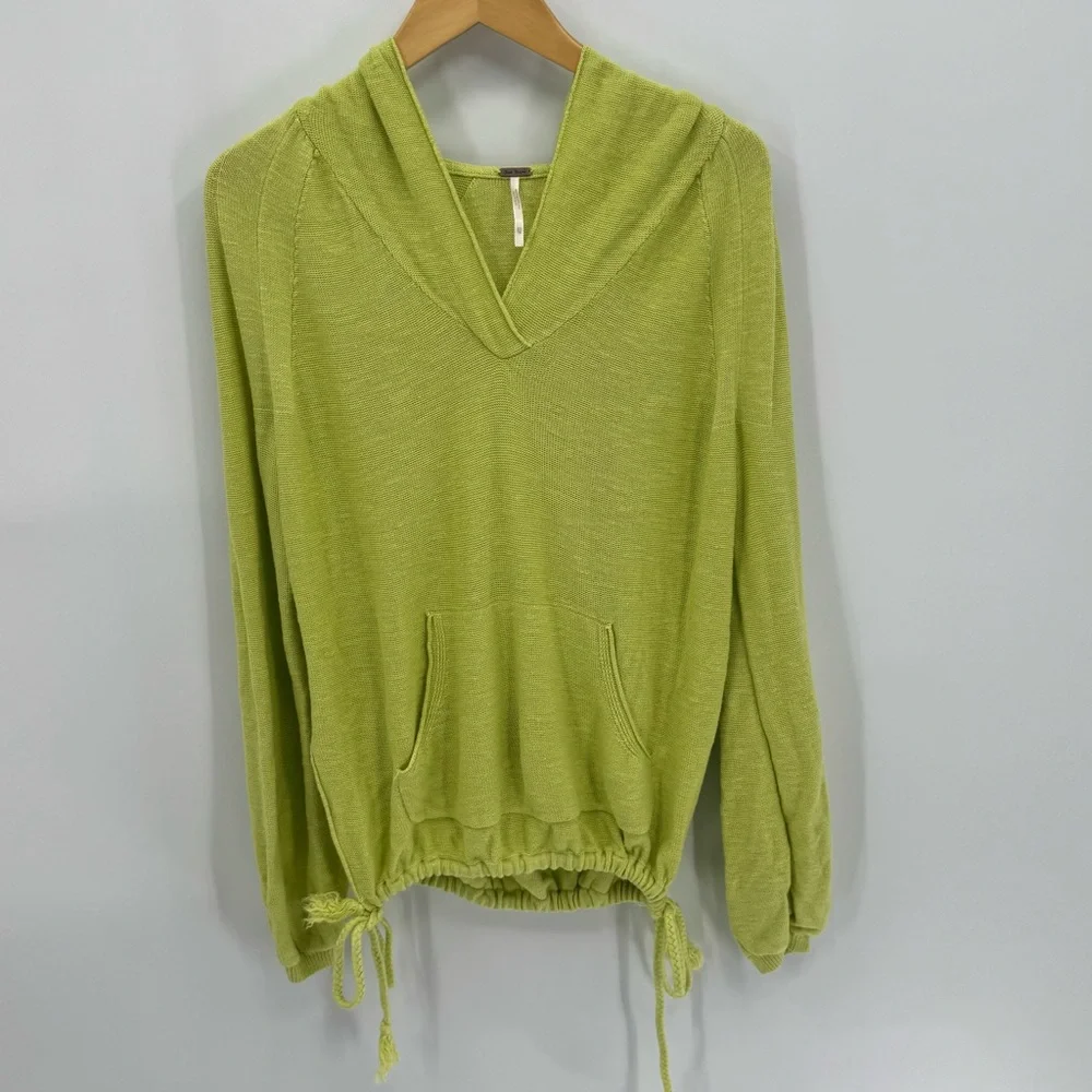 Free People Optimistic Linen Blend Sweater Lime Green Size XS